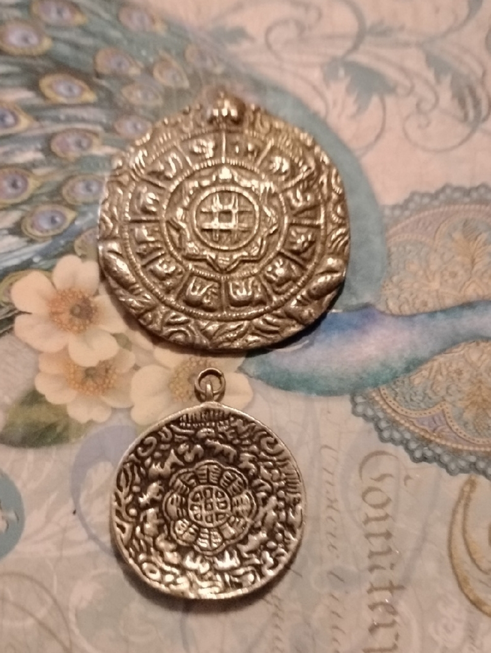 Tibetan Brass Amulet Or Pendants